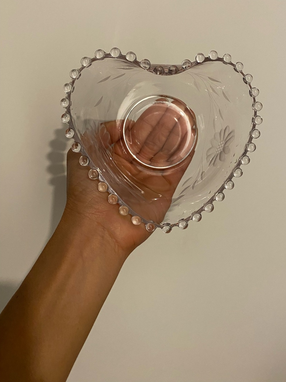 Vintage Candlewick Heart Shaped Candy Bowl from Imperial glass Co